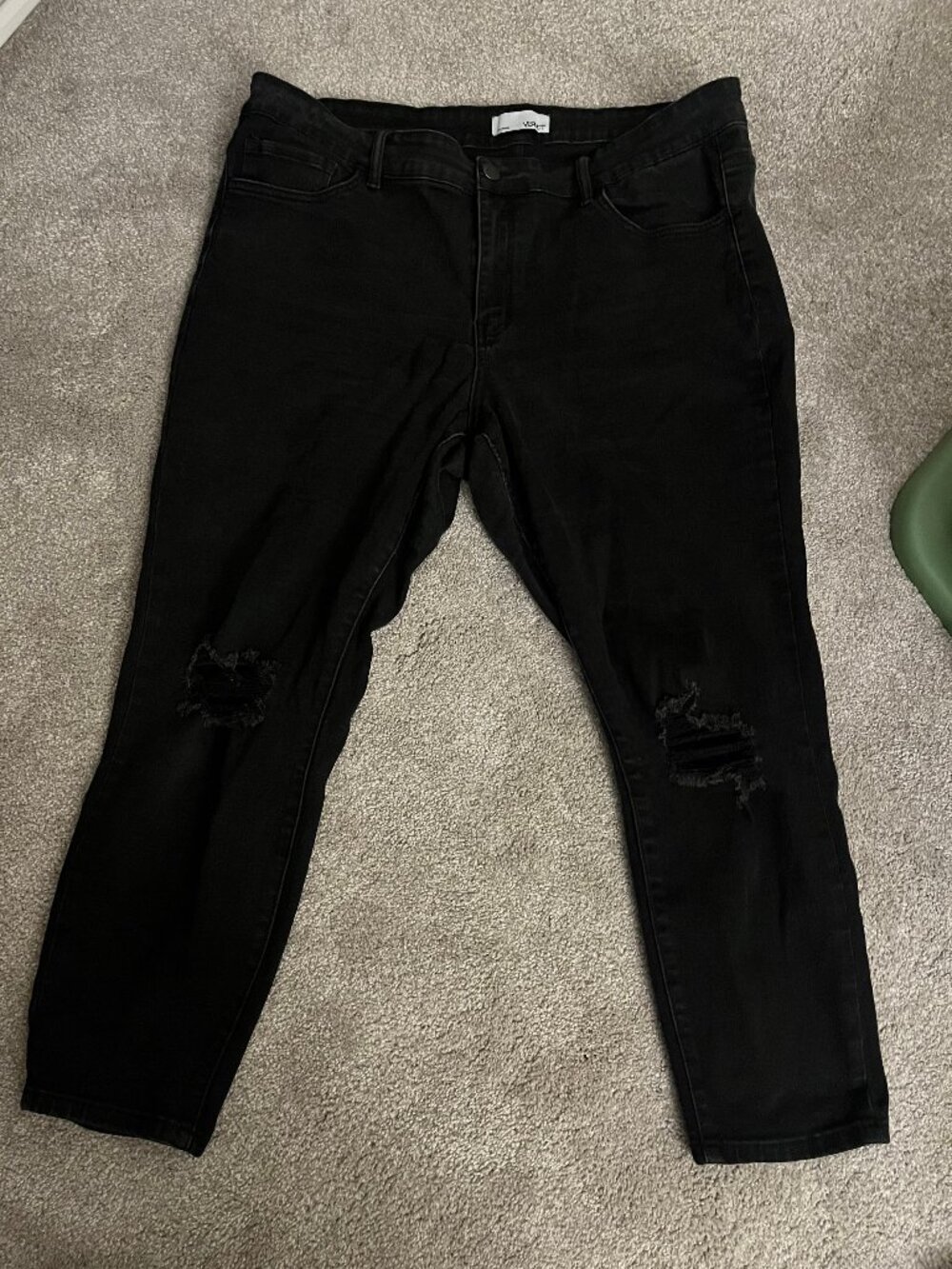 Vervet Black Distressed Knee Rip Skinny Jeans Size 20 Stretch Ankle